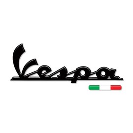 labelbike - 3D Sticker Motorcycle Scooter Logo Emblem Written with Bandiera Italyna in Resin Compatible with Vespa Piaggio - Colour Black