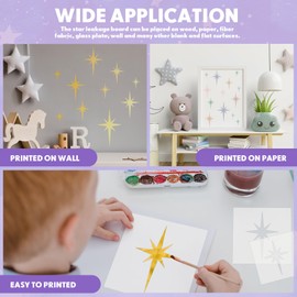 Teling 14 Pieces Large Stencil for Painting on Wood Plastic 5 Point Template Paint Stencils for Fabric Walls Arts Paper Home Decoration(Starburst)