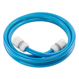 1/2" Blue Grey Flexible Garden Hose - 4 Layer Reinforced Pipe with Connectors Set for Hose Reels, Cart Extension Kit, Click-Lock Style Connectors (1m)