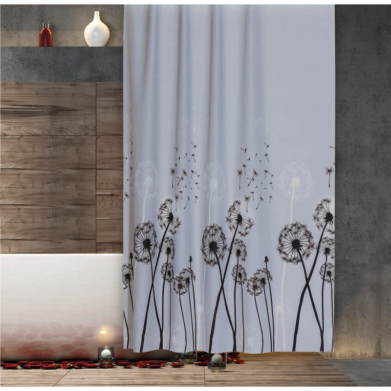 Tropik Home Dandelion Fabric Shower Curtain, Wide or Narrow Available