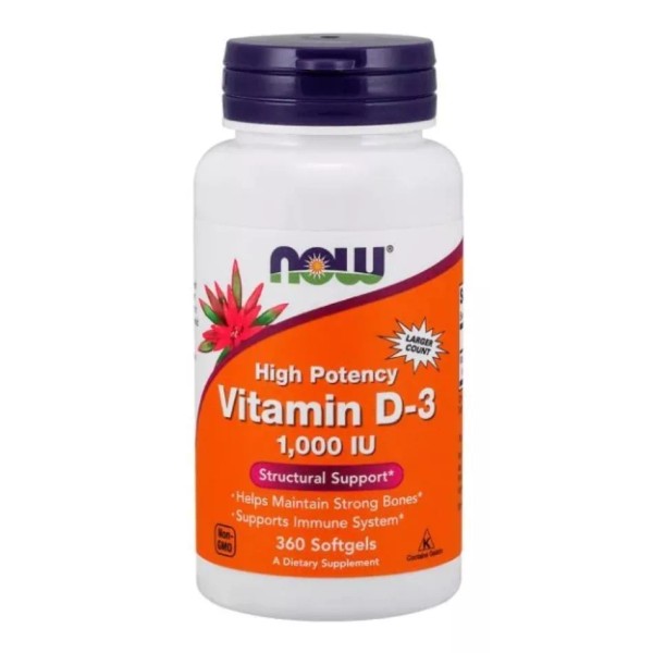 NOW Vitamina D3 Salud Total Premium 1,000iu 360 Tabletas Eg D56