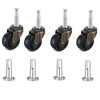 4-Piece Set of Antique Brass Rollers with Rubber Wheels Suitable