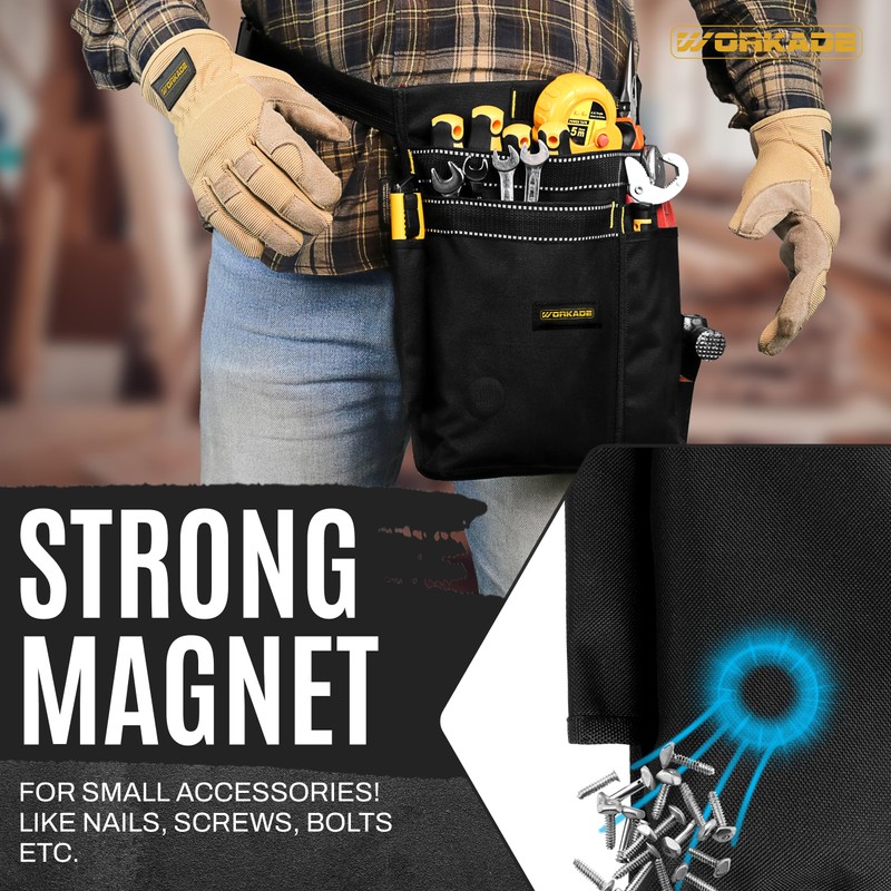 WORKADE Heavy Duty 8-Pockets Single Side Tool Belt for Men