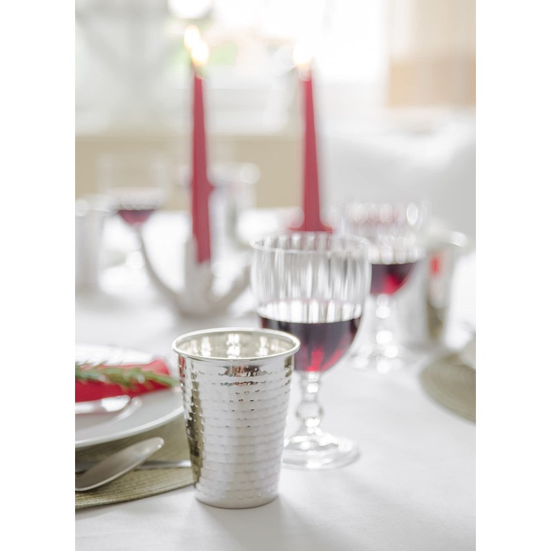 EDZARD Set of 2 Silver Cups Mido Hammered Silver Plated
