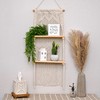 SnugLife 2 Tier Macrame Wall Hanging Shelf with Woven Rope