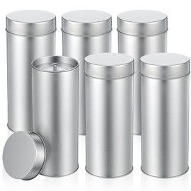 MAQUITA 6 Pack Tea Tin Canister with Airtight Double Lids, Tea Storage Organizer Tin Can Box Round Loose Leaf Teas Kitchen Canisters for Coffee, Candy and Spices