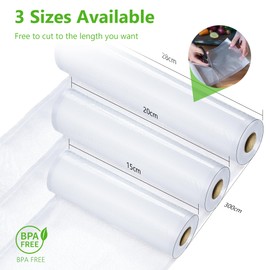 KitchenBoss Vacuum Sealer Bag 6 Rolls: Vacuum Bags Food 15 x 2 / 20 x 2 / 28 x 2 / 300 cm Vacuum Sealing Film for Vacuum Sealer and Sous Vide, Sous Vide Freezer Bags BPA Free