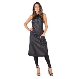 Betty Dain Amazin' Bleachproof Apron with Zippered Pockets, Bleach and Chemical Proof, Lightweight Embossed Nylon, Longer Length for Better Protection, Bottom Zippered Pockets, Black