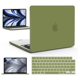 IBENZER Compatible with 2025 2024 2023 2022 MacBook Air 13 inch Case M4 A3240 M3 A3113 M2 A2681, Hardshell Case & KeyboardCover & ScreenFilm for Mac Air 13.6, Macha Green, KK-MOGN+2A