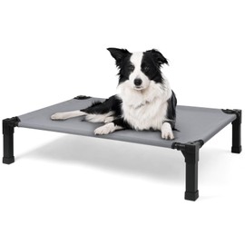 Cooling Elevated Dog Bed, Raised Dog Bed with Washable Breathable Mesh and Metal Frame, Portable Dog Cot Bed with No-Slip Feet for Outdoor and Indoor Use