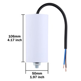 VEXUNGA 40uF 450V Starting Capacitor CBB60 Capacitor 40µF 450 Volt Motor Capacitor 50 x 106 mm Capacitors Cable M8 for Electric Motor