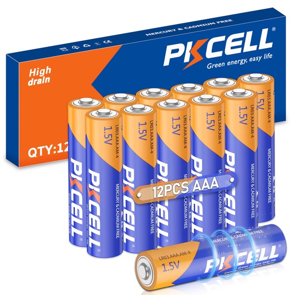PKCELL AAA LR03 Batteries, 1.5V Triple A Alkaline Battery AAA