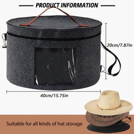 Brown Hat Box, Hat Storage Box, Hat Box for Travel, Stackable Round Brim Hats Organizer Bag Container for Closet, Round Hat Storage Box, Cowboy Hat Case with Lids Hat Organizer for Women and Men