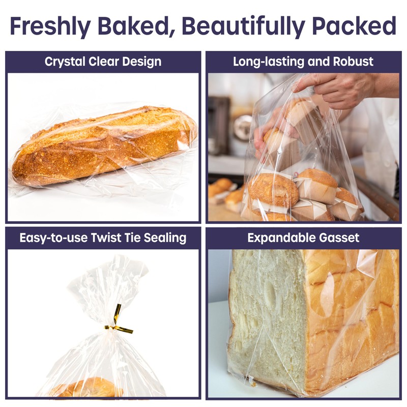 Reusable Plastic Bread Bags - 150 Pack Clear Loaf Bags