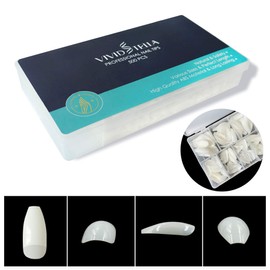 Ballerina False Nails 500 Pieces Half Cover Natural Long Coffin Shape Press on Nails Tips with Box