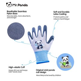 Mr. Panda 3 Pairs Gardening Gloves for Children Aged 2-5 Years, Rubber Coated Work Gloves for Boys and Girls, Multicolor, Size 3/XXXS