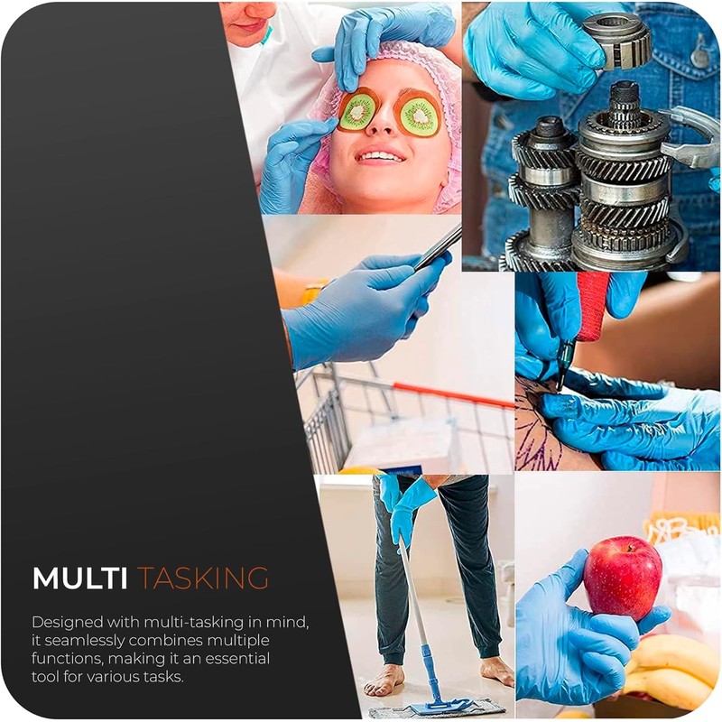 eatasty Disposable Gloves, Blue Nitrile Gloves, Powder-Free, Latex-Free, Multipurpose, Medical