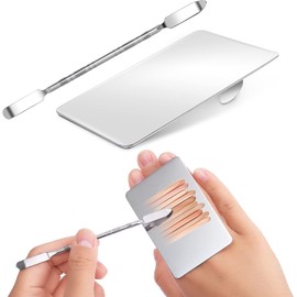 Lusofie Paleta De Maquillaje De Acero Inoxidable Con Espátula, Paleta Cosmética Profesional Para Mezclar Base, Sombra De Ojos Y Uñas.