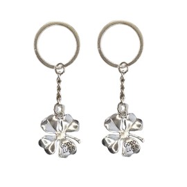 St. Patrick's Day Lucky Four Leaf Clover Keychain Good Luck Charm Keyring for a Little Gift Brings Luck and Positive Vibe (Silver)