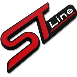 ST Line Emblem Metal Car Front Grille Decoration, Easy Installation, comes with screws and sticky decal, Compatible with Most Cars in black and red