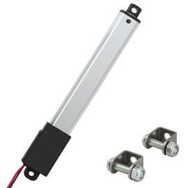 JQDML 4 Inch 4" Stroke 1.44lbs/6.4N Micro Linear Actuator 12V Speed 6"/sec with Mounting Brackets,for Robotics, Home Automation