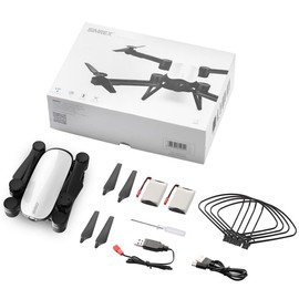SIMREX X900 Drone Optical Flow Positioning RC Quadcopter, Altitude Hold Headless Mode, Foldable FPV Drones WiFi Live Video 3D Flips 6axis RTF Easy Fly Steady for Learning Matte Black - Color: White