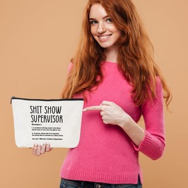 CQM Supervisor Gifts for Women Sarcastic Makeup Bag Thank You Gifts Cosmetic Bag Funny Zipper Pouch Boss Farewell Appreciation Gifts for Coworkers Mentor Manager Leader Christmas Birthday Gifts