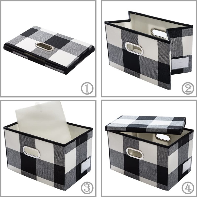 PRANDOM Large Collapsible Storage Bins with Lids [3-Pack] Fabric Foldable