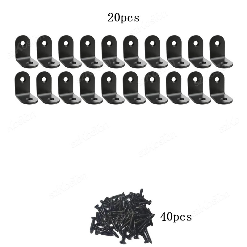 L-Shaped Corner Brackets for Wood Furniture – Black Stainless Steel