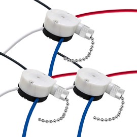 Zing Ear ZE-208S E89885 3-Speed 4-Wire Pull Chain Ceiling Fan Switch - Speed Control for Fans, Wall Lamps, Cabinet Light - Nickel 3PCS