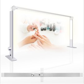 AMZTOLIFE Half Moon Light for Nail Desk, LED Desk Lamp 36W, 4000-6000K Dimmable Table Lamp, Stepless Dimmer Nail Lamp, LED Manicure Light for Nail, Model Building, Painting, Crafting (Silver)
