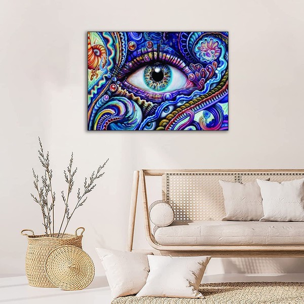 Trippy Eye Diamond Painting Kits for Adults Beginners - Flowers 5D Full Drill Round Diamond Art Kits Diamond Dots Paintings with Diamonds Gem Art Picture Crafts Home Decor