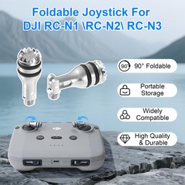 RCstyle Foldable Controller Joystick for DJI Flip/DJI NEO/DJI Mini 4K/Mini 4 Pro/Mini 3 Pro/Mavic 3/Mini 3/Air 3, Retractable Aluminum Alloy Portable Travel-Friendly Sticks Grip, 2 Pack (Silver)