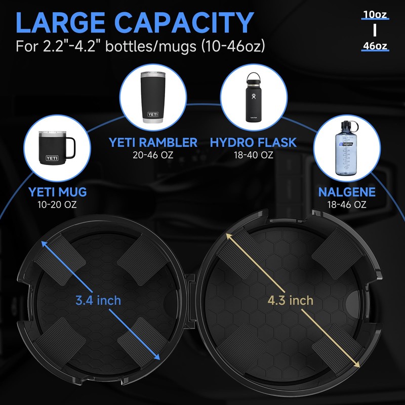 Dylen Car Cup Holder Expander, 2 in 1 Cup Holder
