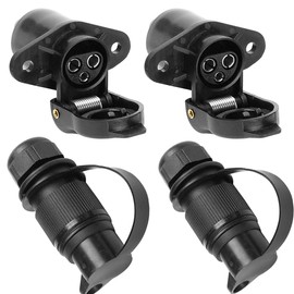 ETUKER Trailer Plug 3-Pin 2x Trailer Socket Flat Three-Pole Plug Socket 12 V Tractor 3-Pin