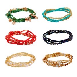 31-49Inch Elastic Waist Beads Plus Size for Women Adjustable Beaded Body Chain Belly Bracelet Stomach Beads Waistbeads (C, 31-37in)