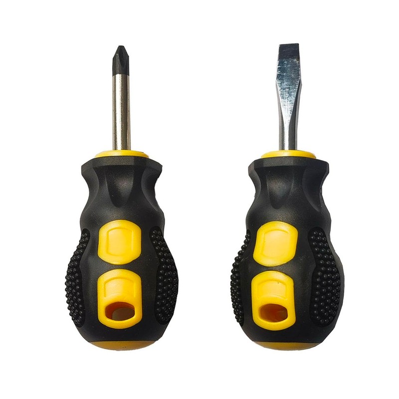 2PCS Short Phillips-Head and Flathead Screwdrivers,Pocket Magnetic Screwdriver Set for