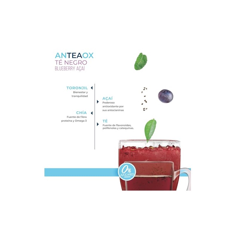 Zaaté Anteaox Blueberry Açaí 0% Azúcar. 700 g. Mezcla de