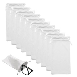 ZOWEXIQ Pack of 10 Soft Microfibre Glasses Case, Sunglasses Bag, Glasses Case, Flat Glasses Case, Protective Case, Portable Sunglasses Case, Glasses Bag (Beige)