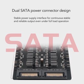 ciciglow ARGB PWM Fan Hub, 2 in 1 16 Way Hub SATA Interface Power Supply 5V RGB Splitter Hub Magnetic 4Pin PWM 3Pin Case Fan Hub, ciciglowyc5bpm69kd