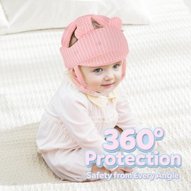 Baby Helmet Head Protector for Infants & Toddlers – Pink Bear Baby Head Protection, Infant Helmet, Toddler Helmet, Baby Fall Back Head Protector, Baby Helmets 1-2 Years, Lightweight Safety Hat