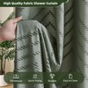 Siiluminisoy Extra Long Sage Green Boho Shower Curtain with Tassel,
