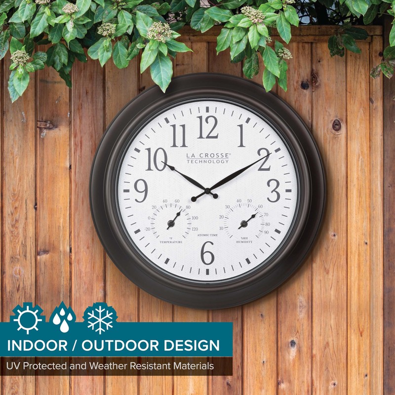 La Crosse Technology 404-89027-INT 18-inch Indoor/Outdoor Brown Atomic Analog Wall
