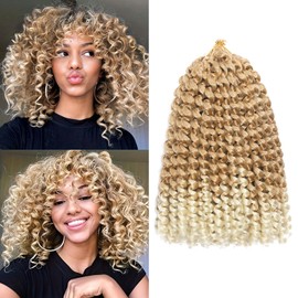 Jamaican Bounce Crochet Hair 8 Inch 16 Roots 5 Packs Short GoGo Curly Crochet Braids Jumpy Wand Curl Crochet Hair Extension For Black Women (T27/613#, 8inch)