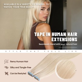 LuxeTress Tape in Hair Extensions Human Hair 18 Inch 50g 20Pcs Remy Human Hair Extensions Invisible Straight Seamless Tape in Extensions (18in, 50g, #60)