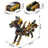 A transforming car toy. When two cars collide, they transform.