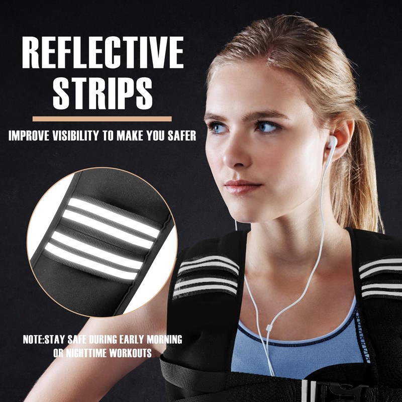 NATURELUX Weighted Vest with Reflective Stripe and Adjustable Buckle Straps,