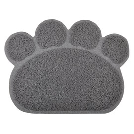 DM Paw-Shaped Cat Litter Box Debris Catcher Mat, 15.75x11.75 Inches (Gray)