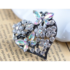 Alilang Womens Floral Silvery Tone Crystal Rhinestone Insect Butterfly Love Flower Heart Brooch Pin