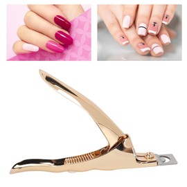 Saluaqui False Nail Clippers, Adjustable Nail Tip Cutter, Professional Nail Manicure Tool, Stainless Steel Acrylic Nail Clippers for False Nail Tips Fake Nails (Gold)